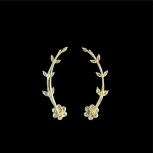 Whimsical Diamond Floral Vine Ear Climbers