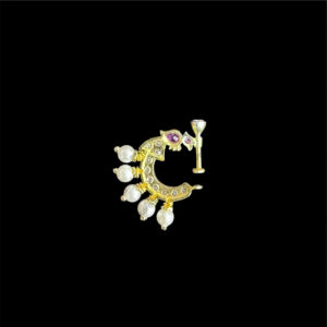 Regal Peacock Antique Gold & Ruby Nath Nose Ring