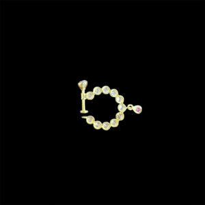 Classic Diamond & Ruby Drop Gold Nose Ring