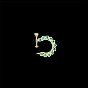 Elegant Emerald Round Stone Gold Nose Ring