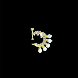 Ethereal Peacock Diamond, Ruby & Pearl Nose Ring