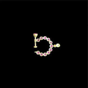 Dainty Pink Stone & Diamond Drop Gold Nose Ring