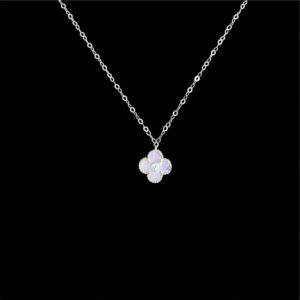 Dainty Pink Clover Gold Pendant Chain