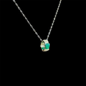 Radiant Emerald & Diamond Gold Pendant Chain