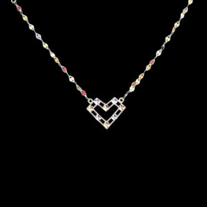 Whimsical Tricolour Gold Open Heart Pendant