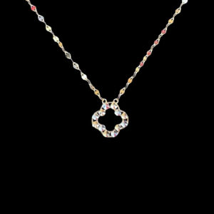 Elegant Tricolour Gold Clover Pendant Chain