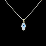 Graceful Hamsa Evil Eye Gold Pendant Chain