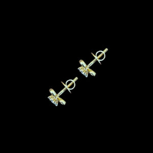 Ornate Gold Diamond Scroll Stud Earrings