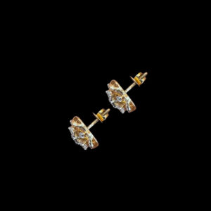 Ornate Rose Gold Diamond Clover Stud Earrings