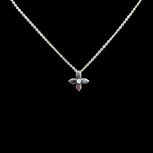 Dainty Rose Gold Diamond Blossom Pendant Necklace