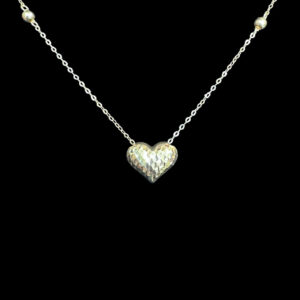 Graceful Hammered Gold Puff Heart Necklace