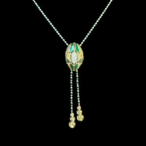 Regal Serpent Enamel Gold Lariat Chain
