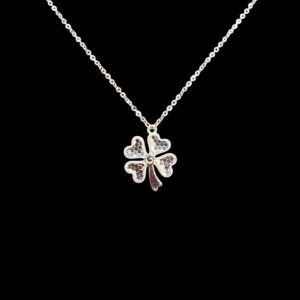 Whimsical Clover Heart Silver Pendant Chain