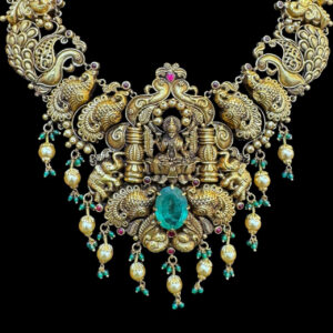 Divine Lakshmi & Peacock Antique Gold Necklace II