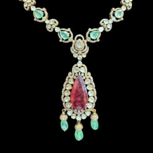 Radiant Emerald & Pink Tourmaline Necklace