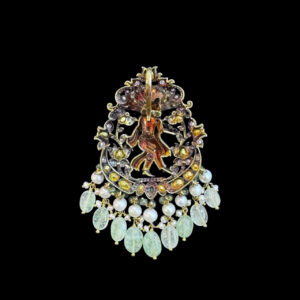 Divine Krishna Diamond & Emerald Bead Pendant