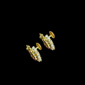 Divine Lakshmi Antique Gold Ruby & Pearl Stud Earrings