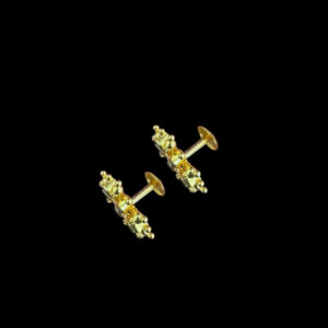 Ornate Emerald & Ruby Floral Gold Stud Earrings