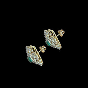 Whimsical Emerald & Diamond Snowflake Stud Earrings