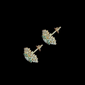 Ethereal Emerald & Diamond Floral Stud Earrings II