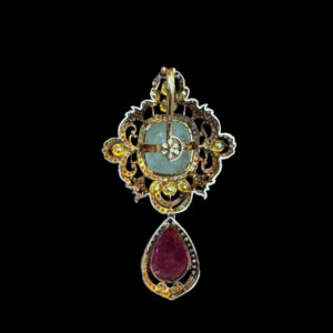 Majestic Emerald & Pink Tourmaline Polki Pendant