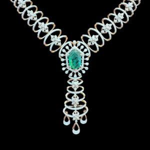 Ethereal Emerald & Diamond Long Necklace