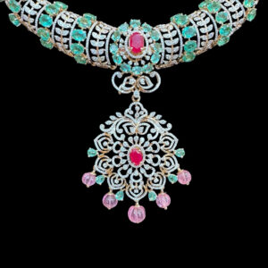 Radiant Paraiba & Ruby Diamond Necklace