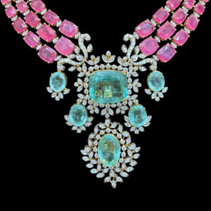 Regal Pink Sapphire & Paraiba Diamond Necklace
