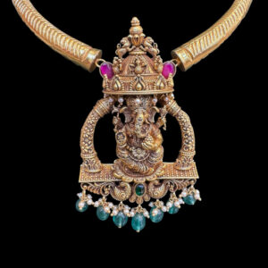 Divine Ganesha Antique Gold Kanthi Necklace
