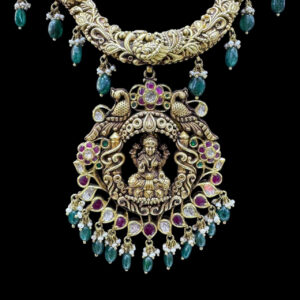 Divine Lakshmi Antique Gold Peacock Necklace