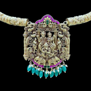 Regal Temple Antique Silver Darbar Necklace