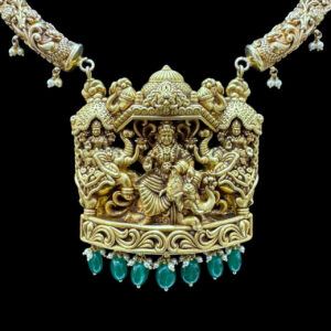 Majestic Gajalakshmi Silver Temple Mandapam Necklace