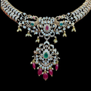 Majestic Peacock Emerald & Ruby Diamond Necklace