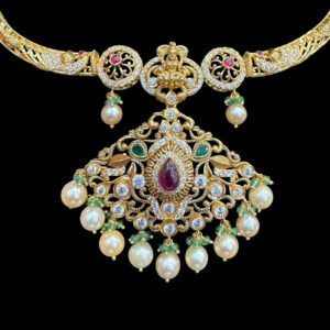 Majestic Lakshmi Ruby & Pearl Gold Necklace