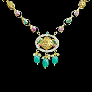 Regal Lakshmi Ruby & Green Gold Necklace