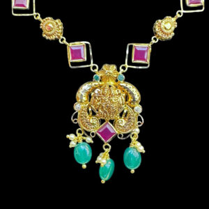 Divine Lakshmi Ruby & Emerald Gold Necklace III