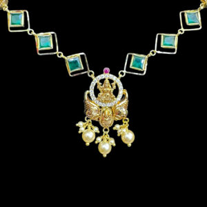 Divine Lakshmi Green Stone & Gold Necklace