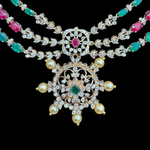 Regal Ruby & Emerald Three-Strand Necklace