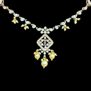 Dainty Diamond & Pearl Drop Necklace