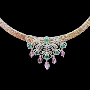 Elegant Aqua & Amethyst Diamond Necklace