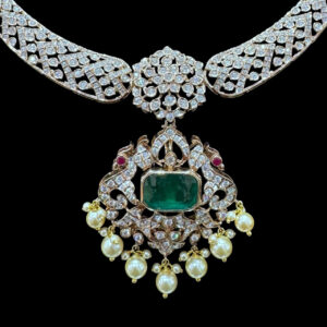 Regal Blue Topaz & Diamond Pearl Necklace