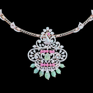Graceful Peacock Emerald & Diamond Necklace