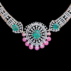 Majestic Emerald & Pink Ruby Diamond Necklace
