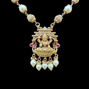 Divine Lakshmi Silver Pearl Bead Necklace