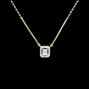 Elegant Emerald-Cut Diamond Gold Mangalsutra