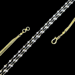 Elegant Black Bead Silver Woven Chain