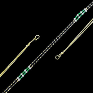 Elegant Emerald & Black Bead Silver Mangalsutra