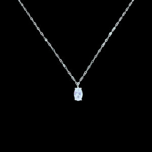 Dainty Solitaire Diamond White Gold Pendant Chain