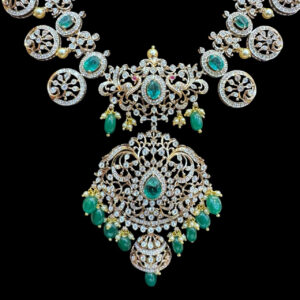 Majestic Victorian Diamond & Emerald Gold Haram