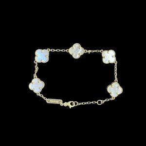 Radiant Mother-of-Pearl Gold Clover Bracelet
